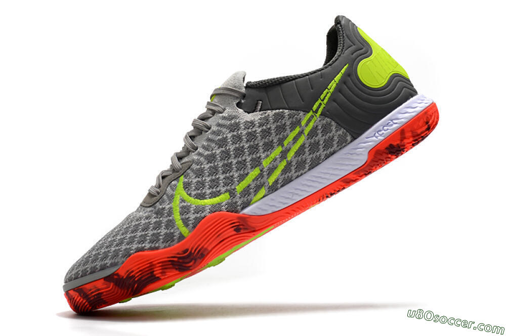 Nike React Gato IC Indoor & Futsal Soccer Shoes - Grey/Red/Yellow 5