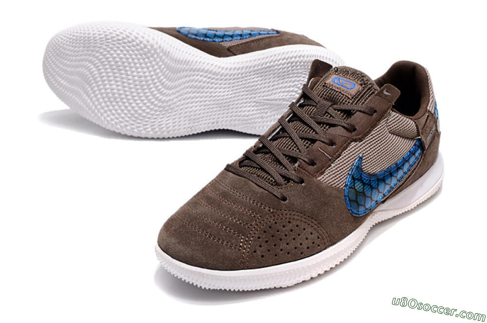 Nike Street Gato IC Indoor & Futsal Soccer Shoes - Brown/Blue/White 3