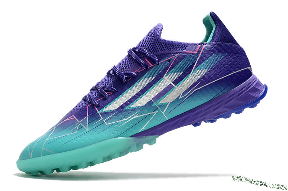 Adidas X Speedflow.1 TF Artificial Turf Soccer Shoes - Jade/Silver/Purple 5