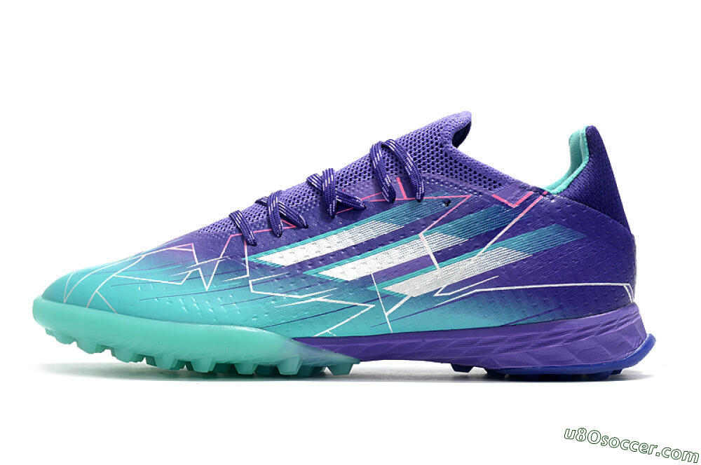 Adidas X Speedflow.1 TF Artificial Turf Soccer Shoes - Jade/Silver/Purple 2
