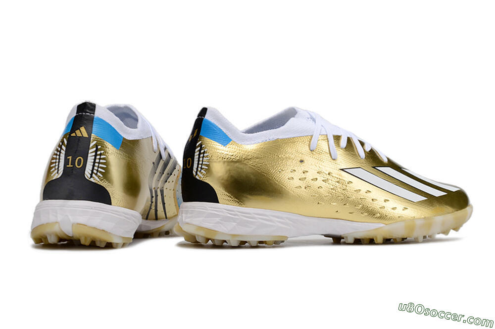Adidas X Speedportal.1 TF Artificial Turf Soccer Shoes - Gold/White/Blue 6