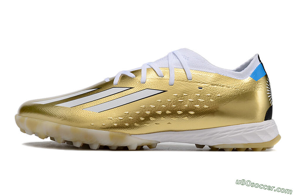 Adidas X Speedportal.1 TF Artificial Turf Soccer Shoes - Gold/White/Blue 2
