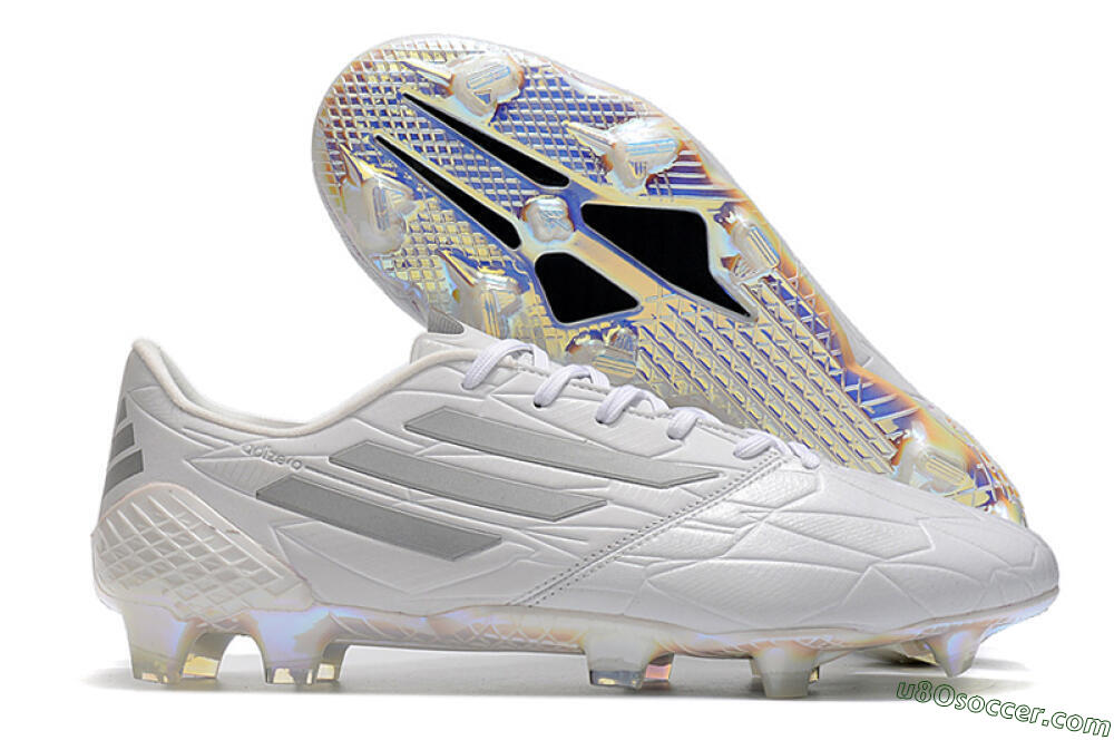 Adidas F50 Adizero Ghosted FG Firm Ground Soccer Cleats - White/Grey/Silver 1