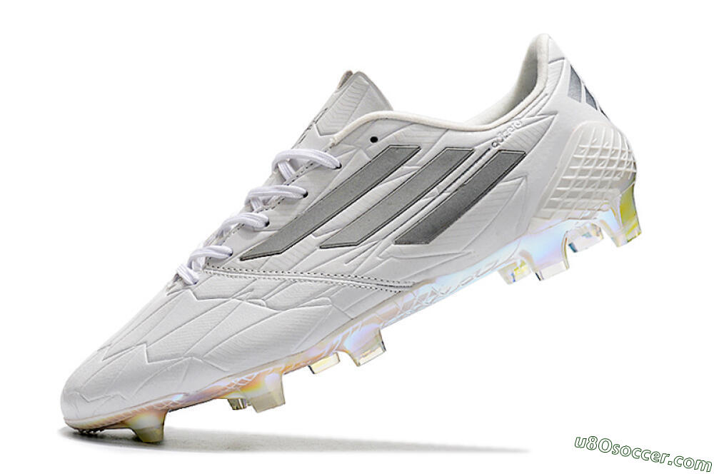 Adidas F50 Adizero Ghosted FG Firm Ground Soccer Cleats - White/Grey/Silver 5