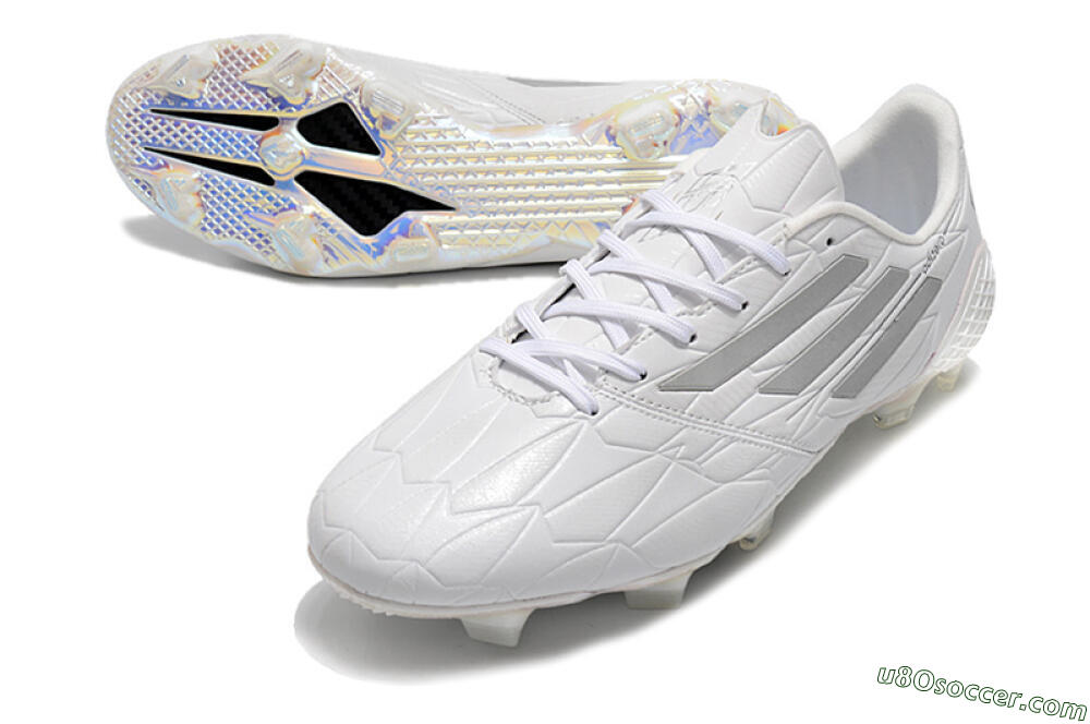 Adidas F50 Adizero Ghosted FG Firm Ground Soccer Cleats - White/Grey/Silver 3