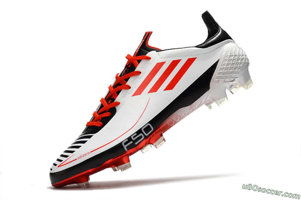 Adidas F50 Adizero Ghosted FG Firm Ground Soccer Cleats - White/Red/Black 5