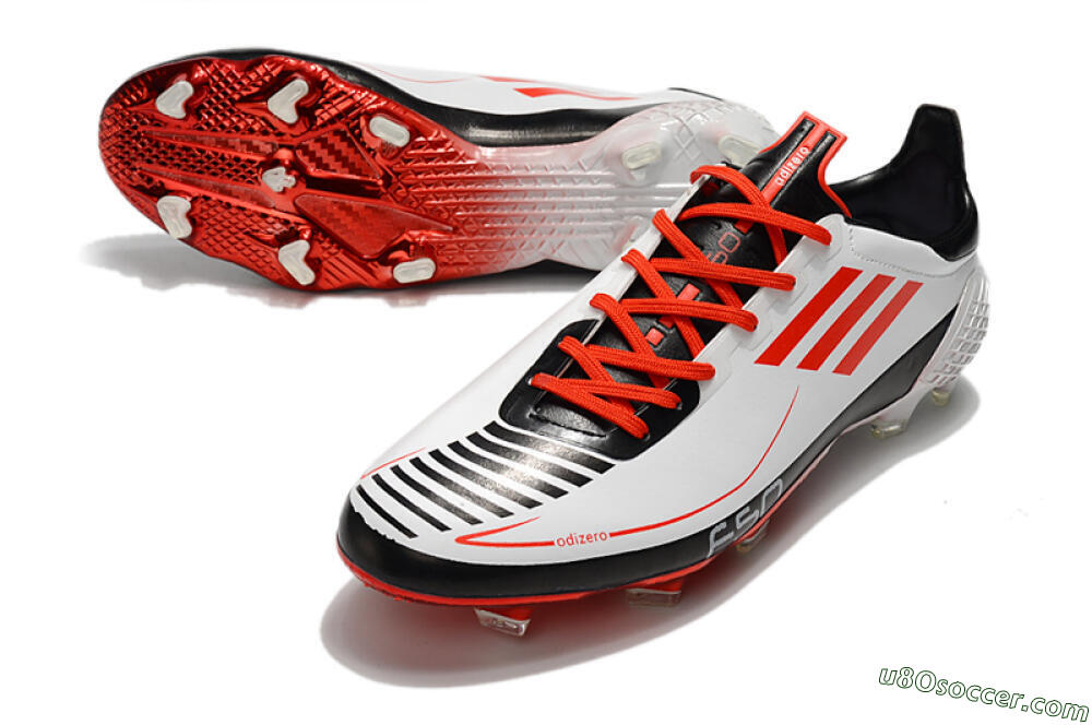 Adidas F50 Adizero Ghosted FG Firm Ground Soccer Cleats - White/Red/Black 3