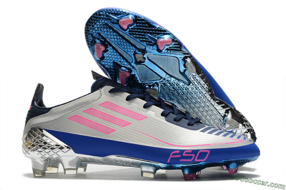 Adidas F50 Adizero Ghosted FG Firm Ground Soccer Cleats - Silver/Pink/Blue 1