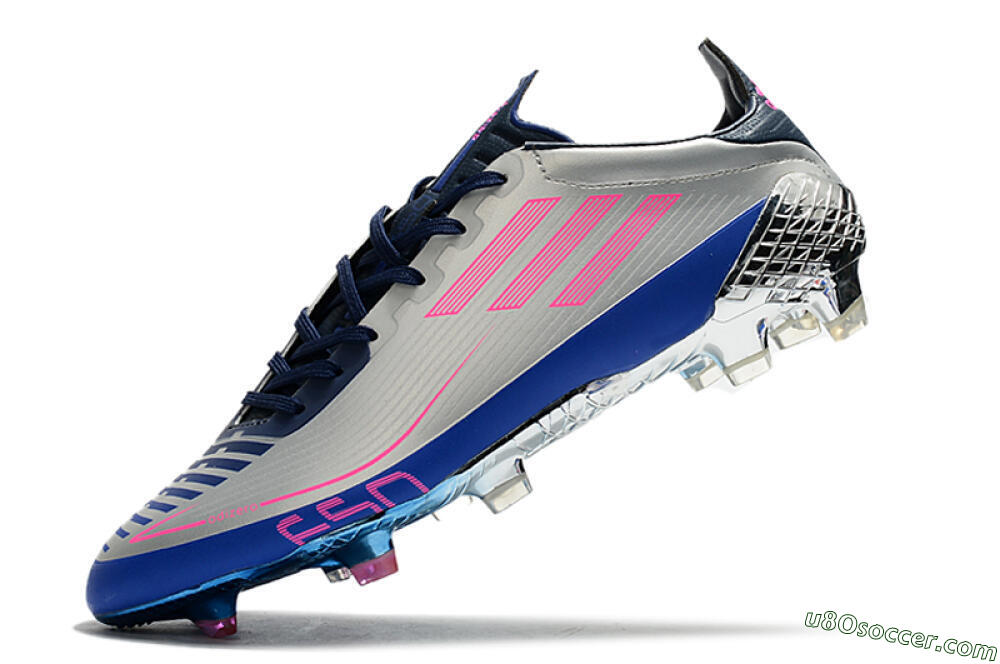 Adidas F50 Adizero Ghosted FG Firm Ground Soccer Cleats - Silver/Pink/Blue 5