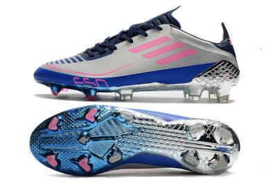 Adidas F50 Adizero Ghosted FG Firm Ground Soccer Cleats - Silver/Pink/Blue