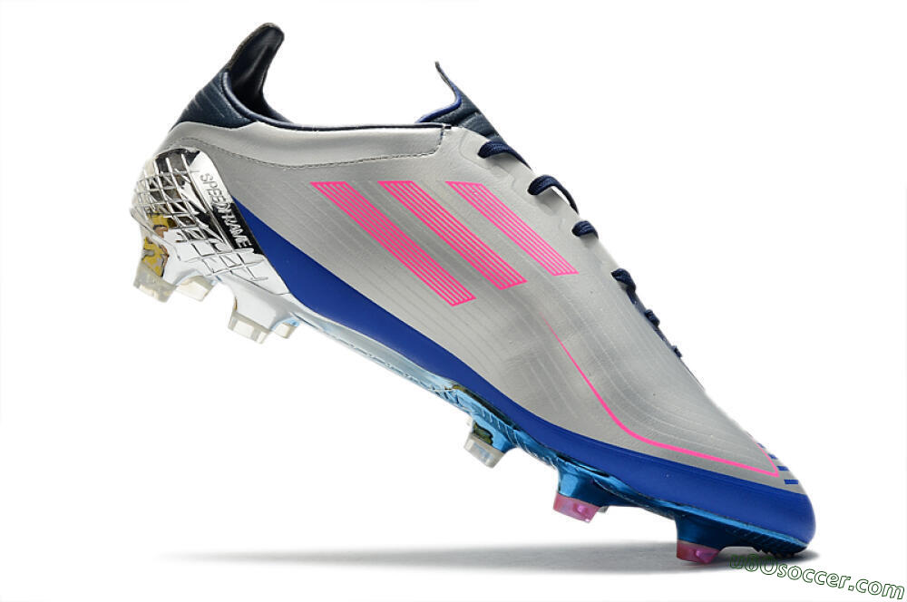 Adidas F50 Adizero Ghosted FG Firm Ground Soccer Cleats - Silver/Pink/Blue 4