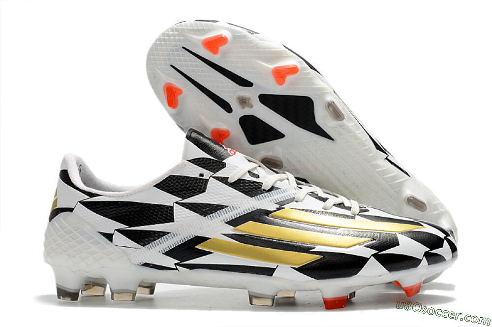 Adidas F50 Adizero Ghosted FG Firm Ground Soccer Cleats - White/Black/Gold 1