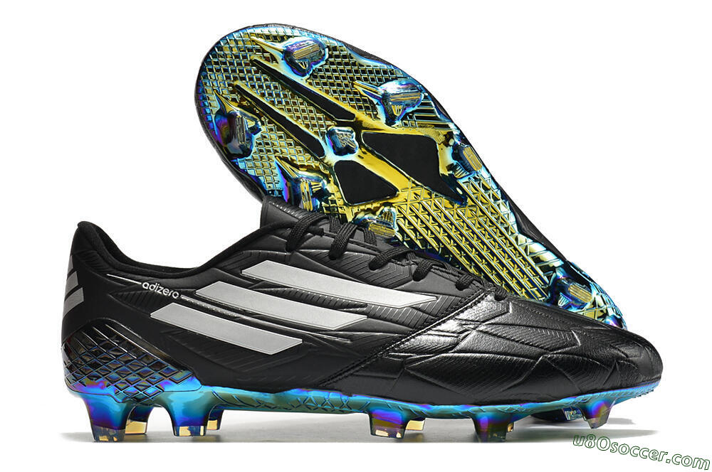 Adidas F50 Adizero Ghosted FG Firm Ground Soccer Cleats - Black/White/Gold 1