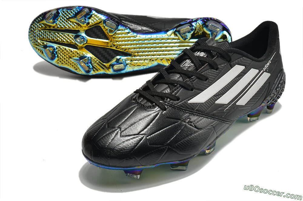 Adidas F50 Adizero Ghosted FG Firm Ground Soccer Cleats - Black/White/Gold 3