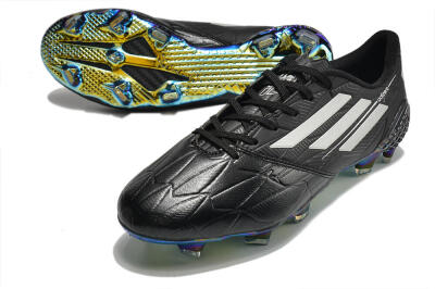 Adidas F50 Adizero Ghosted FG Firm Ground Soccer Cleats - Black/White/Gold