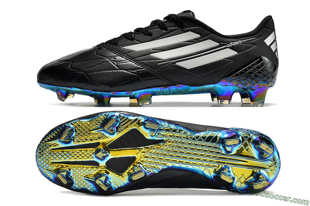 Adidas F50 Adizero Ghosted FG Firm Ground Soccer Cleats - Black/White/Gold 0