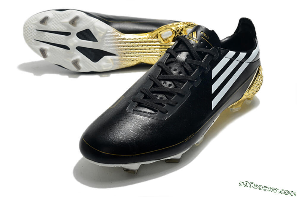 Adidas F50 Adizero Ghosted FG Firm Ground Soccer Cleats - Black/White/Gold 3