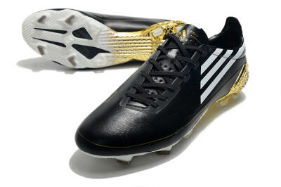 Adidas F50 Adizero Ghosted FG Firm Ground Soccer Cleats - Black/White/Gold