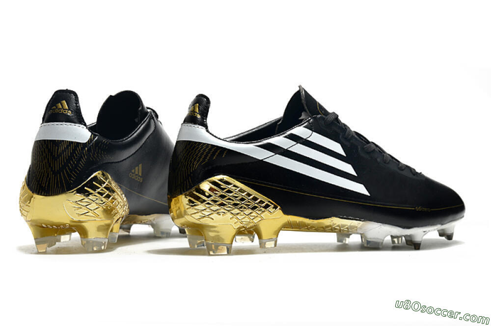 Adidas F50 Adizero Ghosted FG Firm Ground Soccer Cleats - Black/White/Gold 6