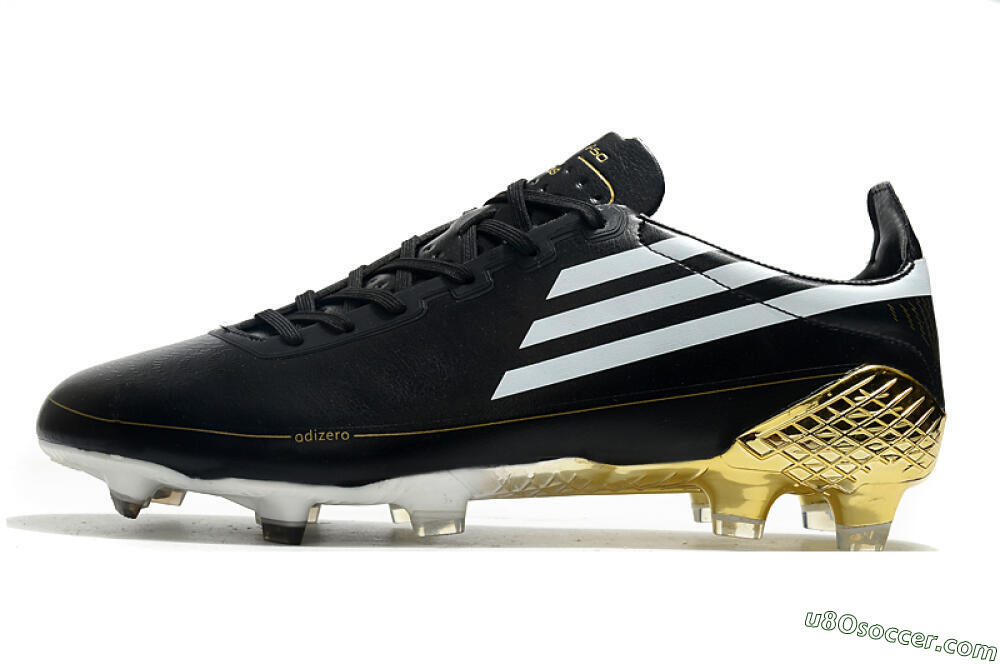 Adidas F50 Adizero Ghosted FG Firm Ground Soccer Cleats - Black/White/Gold 2