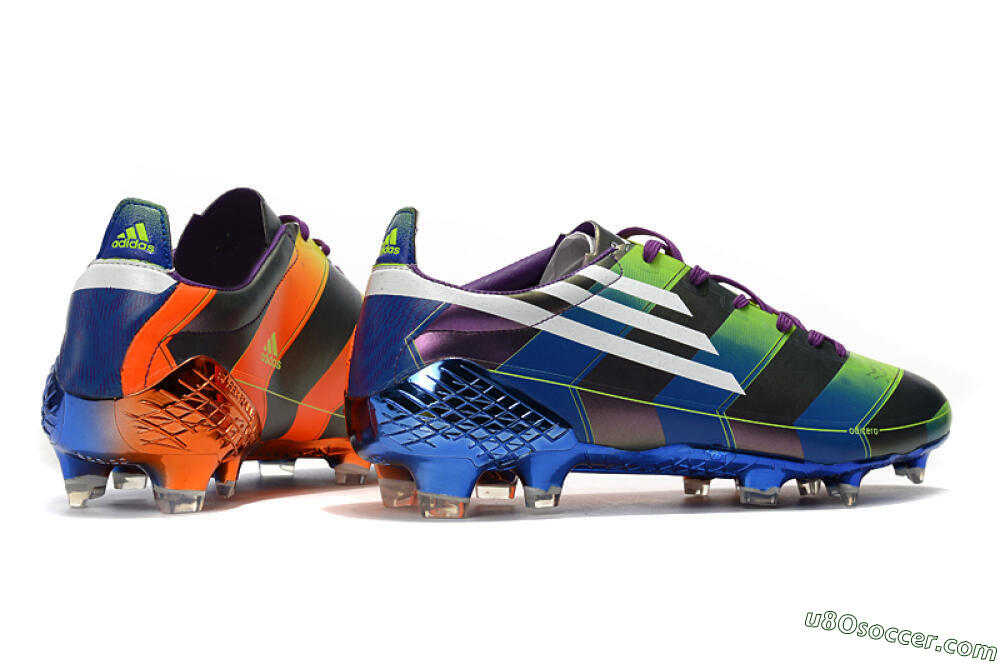 Adidas F50 Adizero Ghosted FG Firm Ground Soccer Cleats - Purple/Blue/Yellow 6