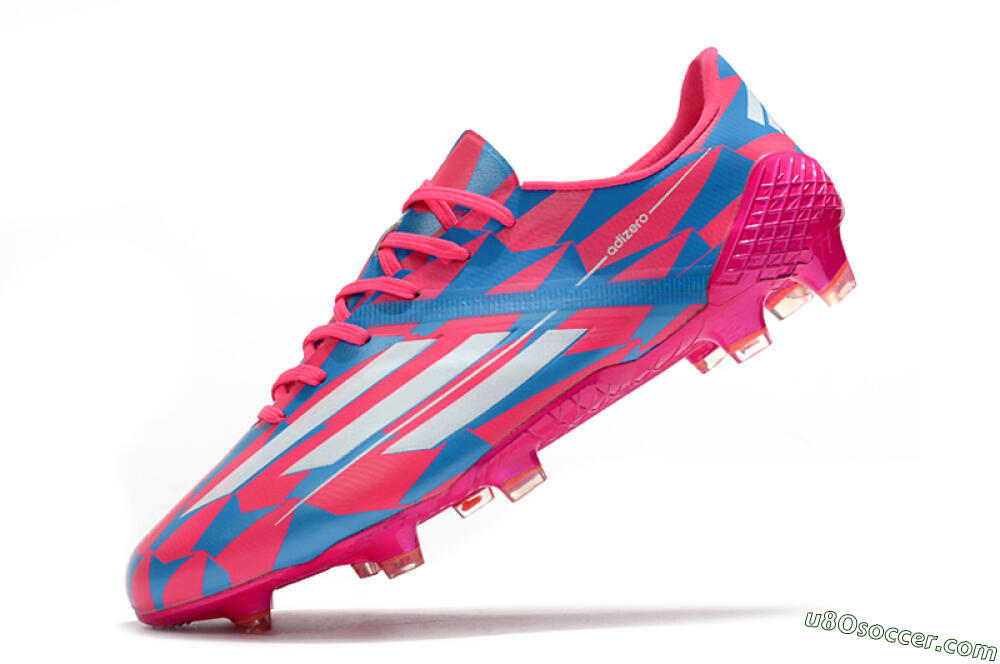 Adidas F50 Adizero Ghosted FG Firm Ground Soccer Cleats - Pink/White/Blue 5