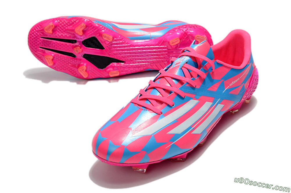 Adidas F50 Adizero Ghosted FG Firm Ground Soccer Cleats - Pink/White/Blue 3