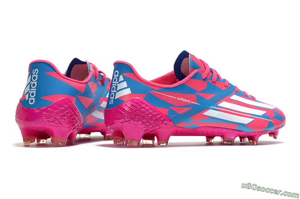 Adidas F50 Adizero Ghosted FG Firm Ground Soccer Cleats - Pink/White/Blue 6