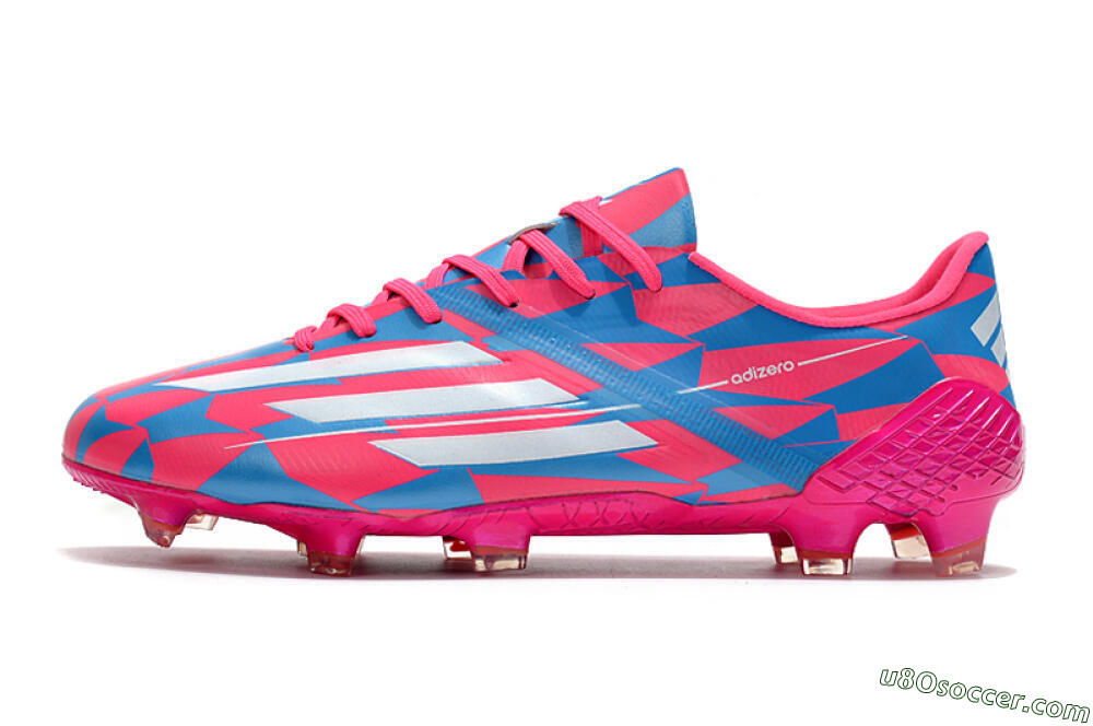Adidas F50 Adizero Ghosted FG Firm Ground Soccer Cleats - Pink/White/Blue 2