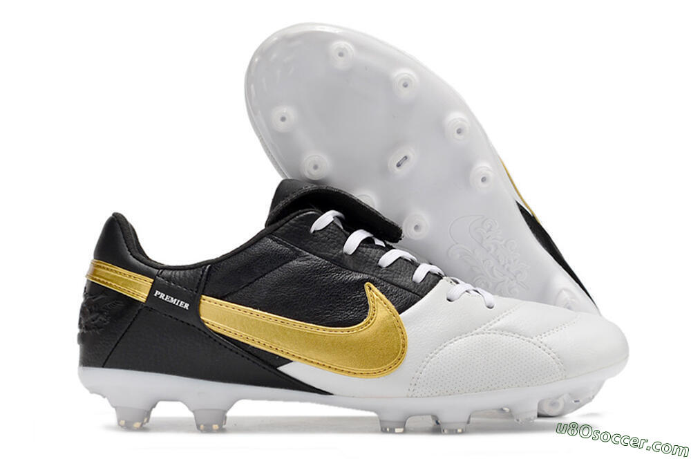 Nike The Premier 3 FG Firm Ground Soccer Cleats - White/Gold/Black 1