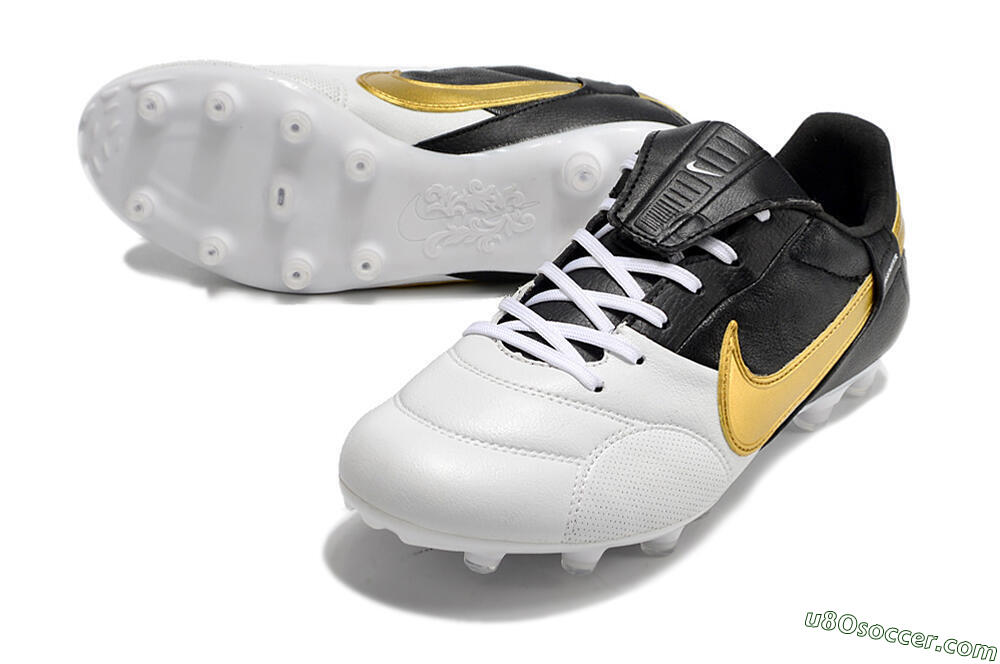 Nike The Premier 3 FG Firm Ground Soccer Cleats - White/Gold/Black 3