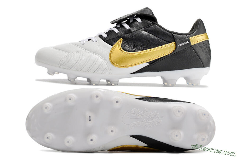 Nike The Premier 3 FG Firm Ground Soccer Cleats - White/Gold/Black 0