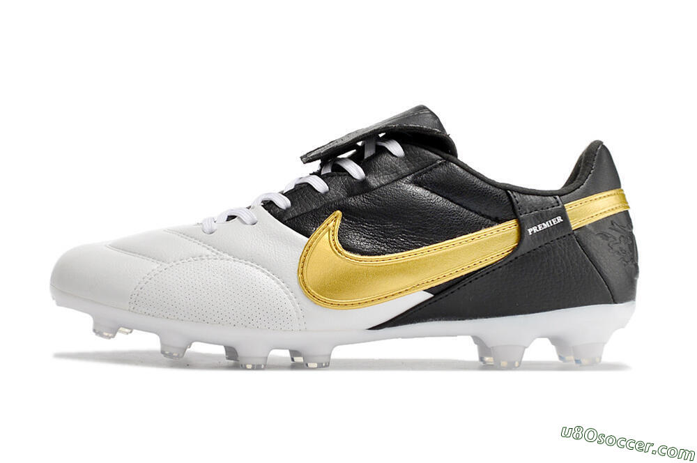 Nike The Premier 3 FG Firm Ground Soccer Cleats - White/Gold/Black 2