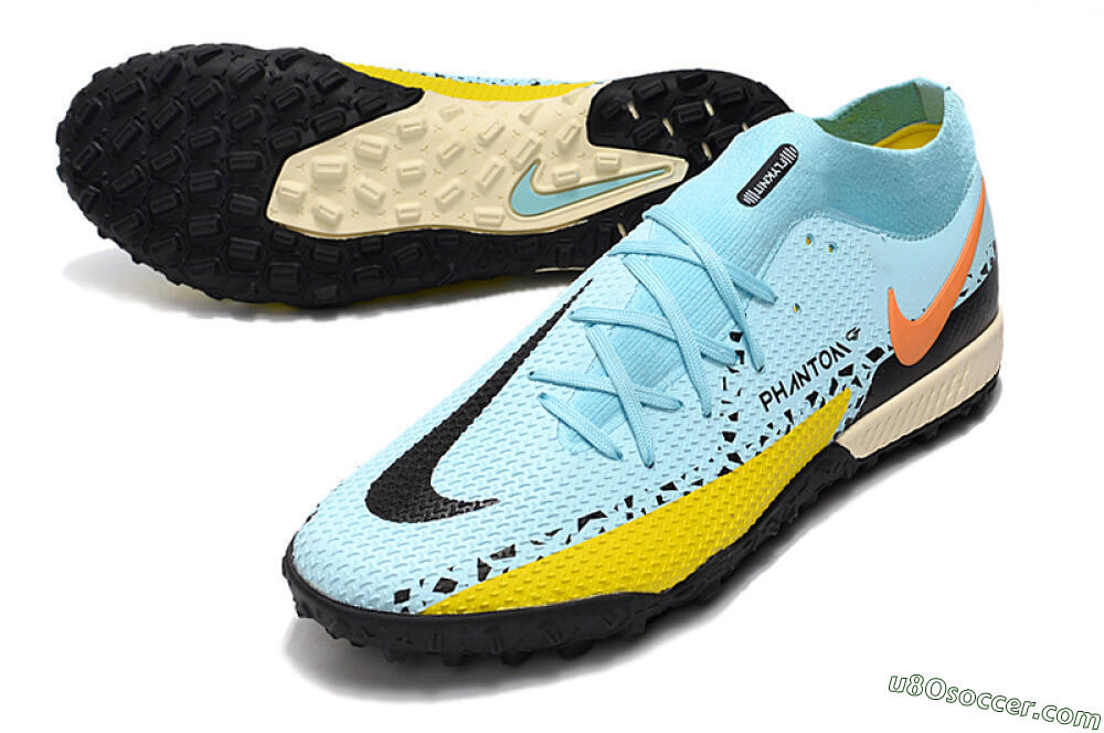 Nike Phantom GT Pro TF Artificial Turf Soccer Shoes - Blue/Yellow/Pink 3