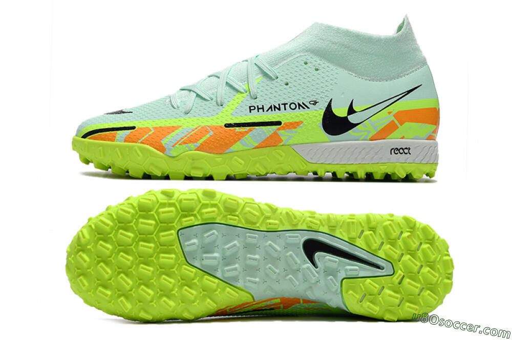 Nike Phantom GT Pro TF Artificial Turf Soccer Shoes - Jade/Yellow/Orange/Black 0