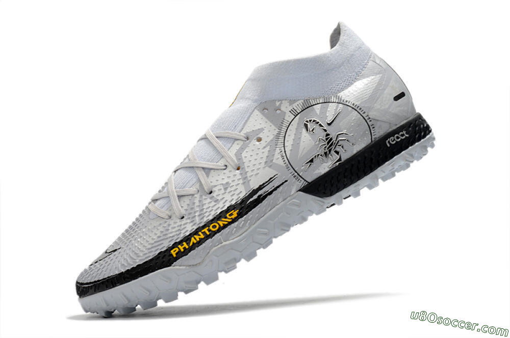 Nike Phantom GT Pro TF Artificial Turf Soccer Shoes - Silver/Black/Yellow 5