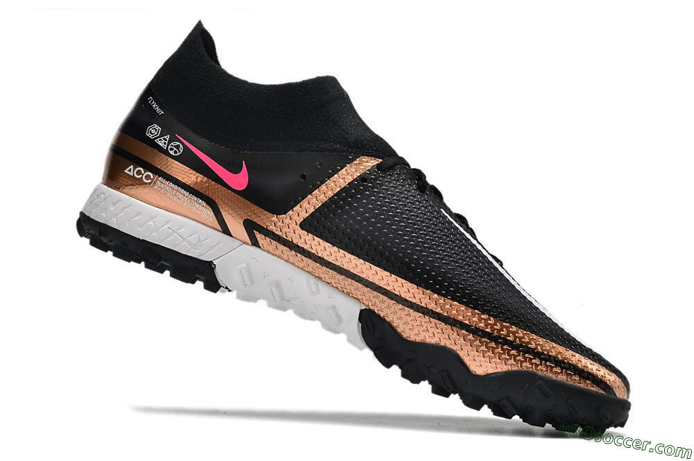 Nike Phantom GT Pro TF Artificial Turf Soccer Shoes - Gold/Black/White 4