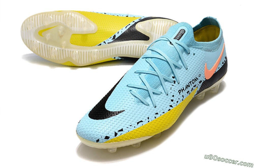 Nike Phantom GT Elite AG Artificial Grass Soccer Cleats - Blue/Yellow/Pink 3