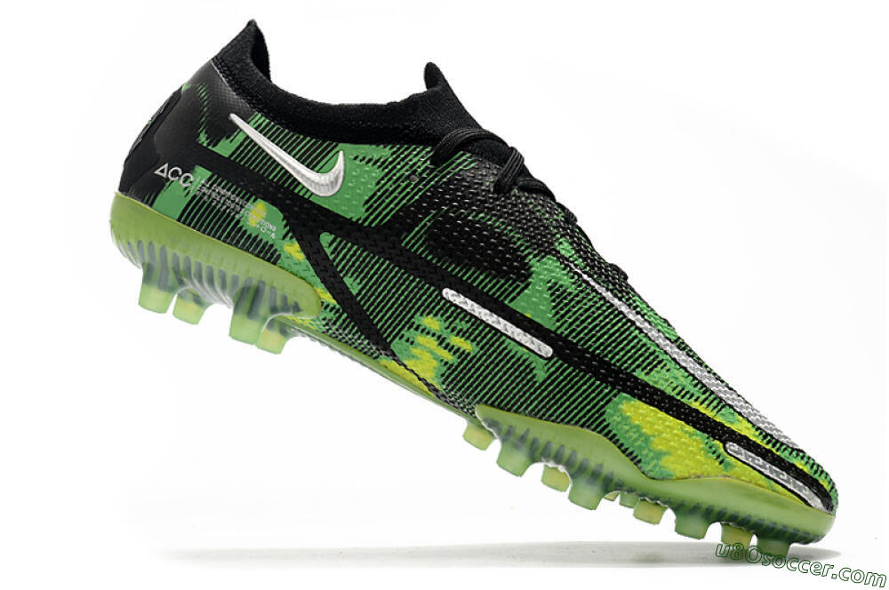 Nike Phantom GT Elite AG Artificial Grass Soccer Cleats - Green/Yellow/Black/Silver 3