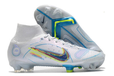 Nike Mercurial Superfly 8 Elite FG Firm Ground Soccer Cleats - White/Blue/Yellow