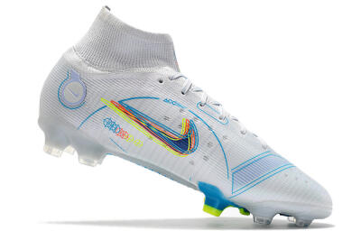 Nike Mercurial Superfly 8 Elite FG Firm Ground Soccer Cleats - White/Blue/Yellow