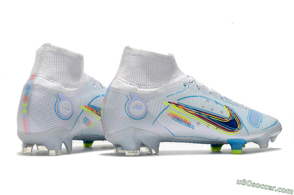 Nike Mercurial Superfly 8 Elite FG Firm Ground Soccer Cleats - White/Blue/Yellow 6