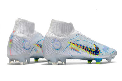 Nike Mercurial Superfly 8 Elite FG Firm Ground Soccer Cleats - White/Blue/Yellow