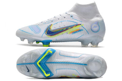 Nike Mercurial Superfly 8 Elite FG Firm Ground Soccer Cleats - White/Blue/Yellow