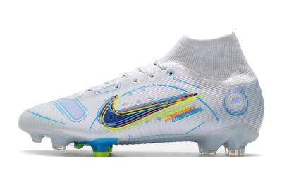 Nike Mercurial Superfly 8 Elite FG Firm Ground Soccer Cleats - White/Blue/Yellow
