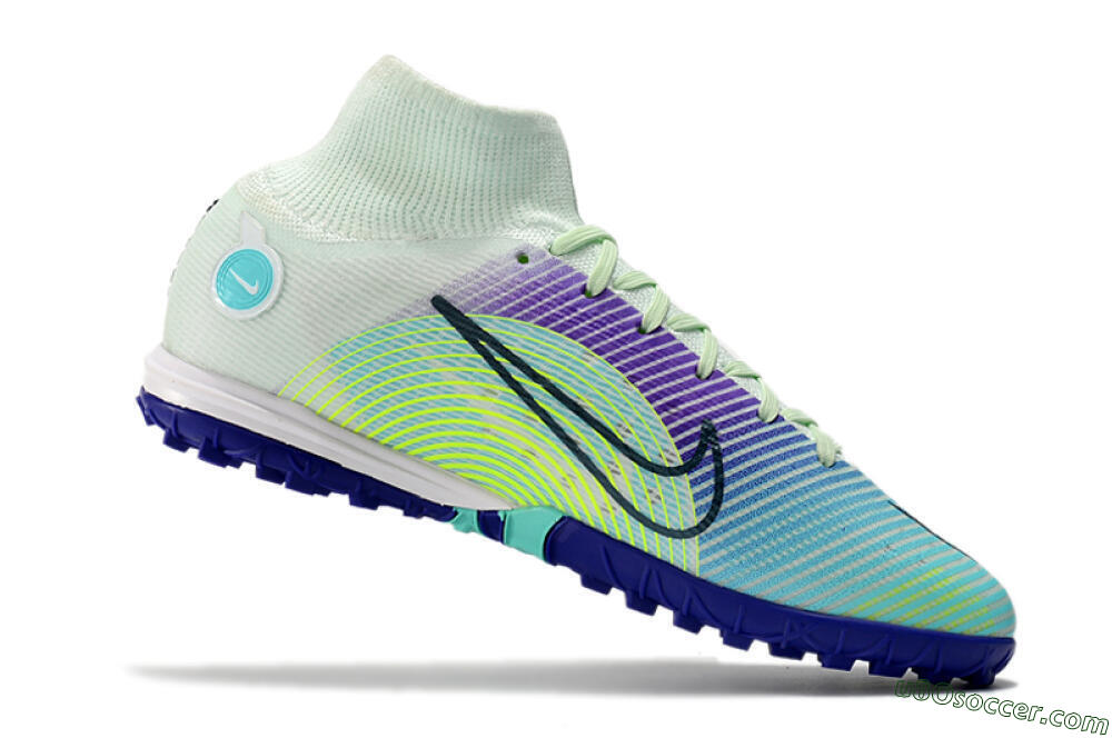 Nike Mercurial Superfly 8 Elite TF Artificial Turf Soccer Shoes - Jade/Yellow/Purple 4