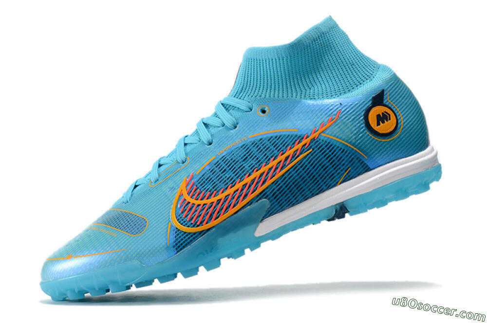 Nike Mercurial Superfly 8 Elite TF Artificial Turf Soccer Shoes - Blue/Red/Yellow 5