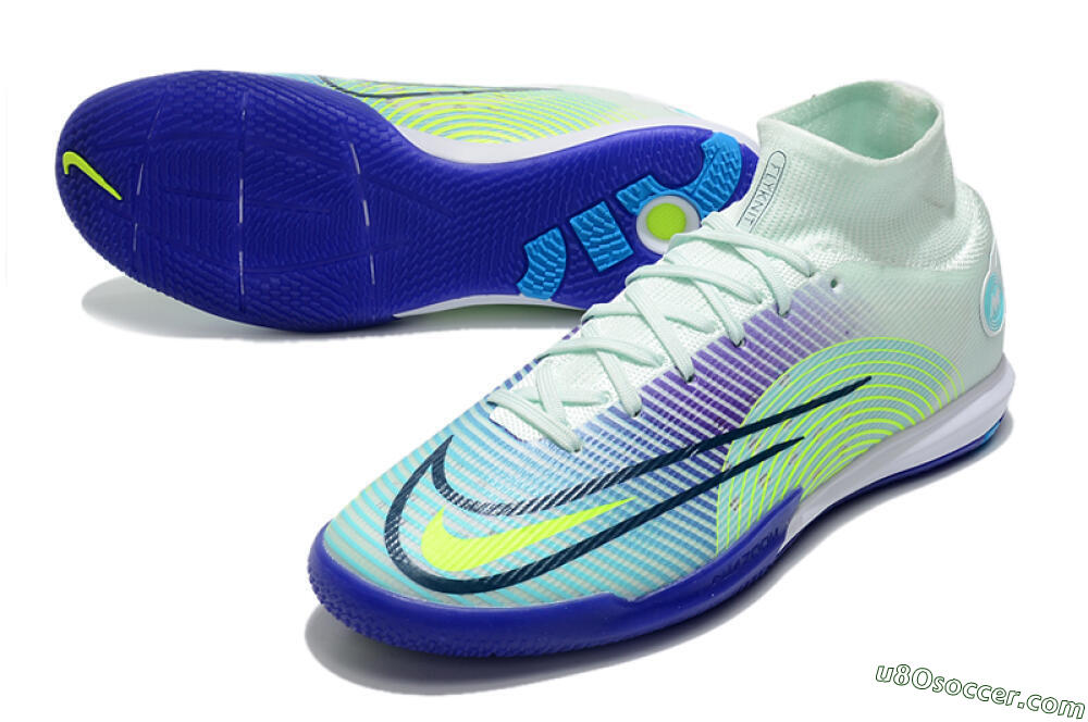 Nike Mercurial Superfly 8 Elite IC Indoor & Futsal Soccer Shoes - Jade/Yellow/Purple 3