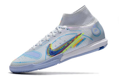 Nike Mercurial Superfly 8 Elite IC Indoor & Futsal Soccer Shoes - White/Blue/Yellow