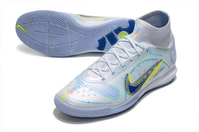 Nike Mercurial Superfly 8 Elite IC Indoor & Futsal Soccer Shoes - White/Blue/Yellow